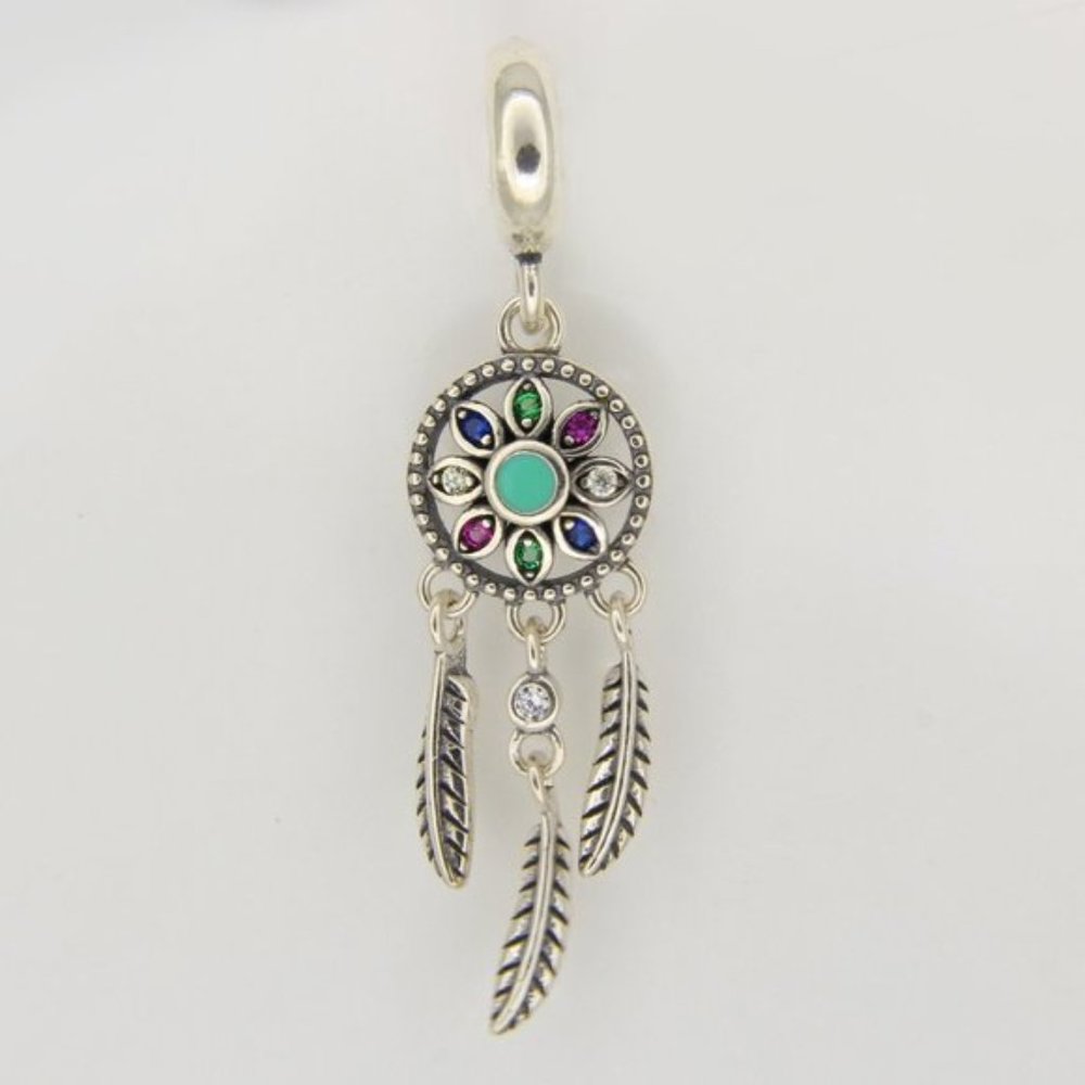 Dream Catcher Charm for Bracelets Sterling